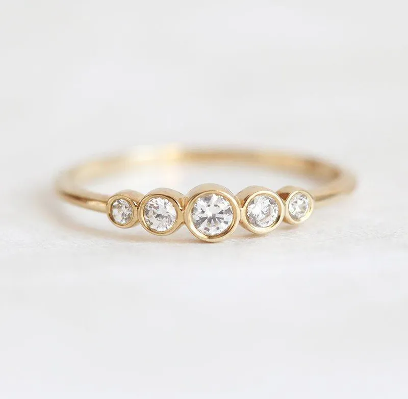Otty Five Diamond Band diamond round cut engagement ring