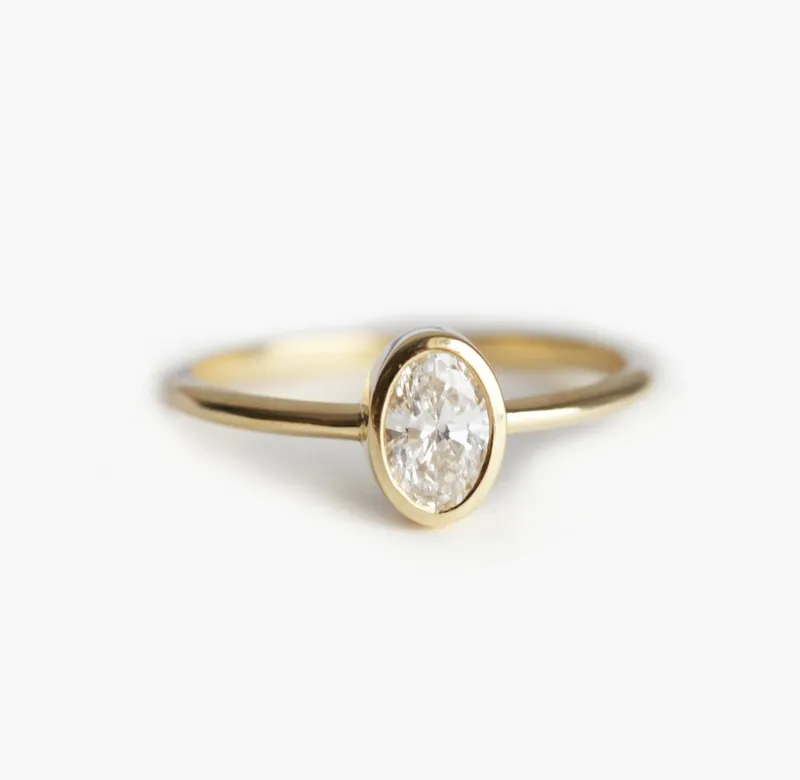 Oval Diamond Ring, Oval Engagement Ring vy 4