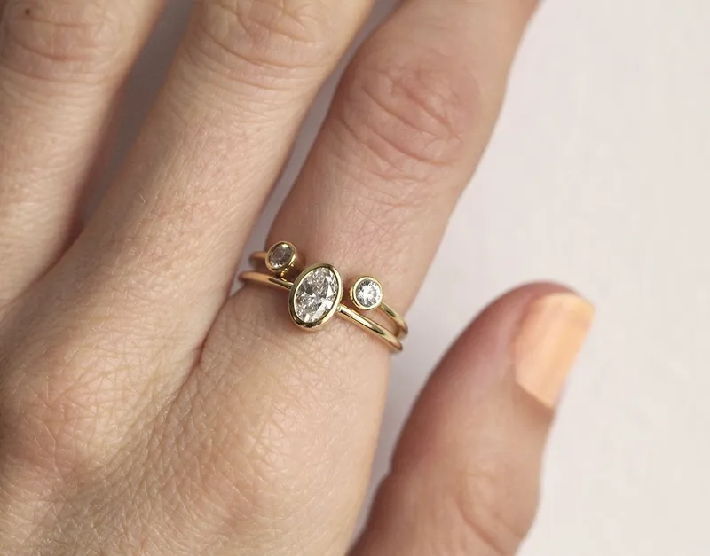 Oval Diamond Ring, Oval Engagement Ring vy 5