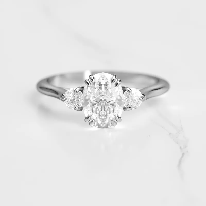 Oval Diamond Ring With Accent Stones view 2