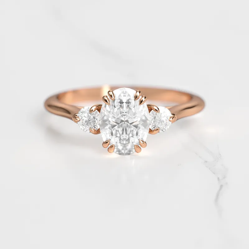 Oval Diamond Ring With Accent Stones view 3