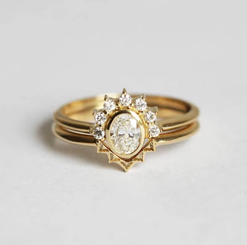 Oval Diamond Ring With Sparkling Halo Diamond Crown view 7