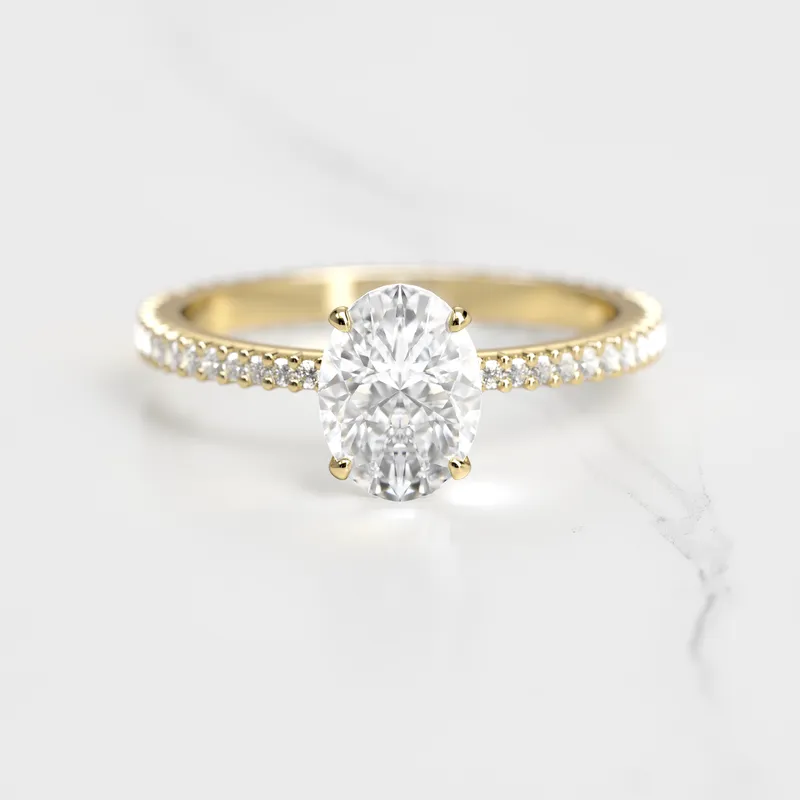 OVAL FULL PAVE TAPERED DIAMOND RING vy 4