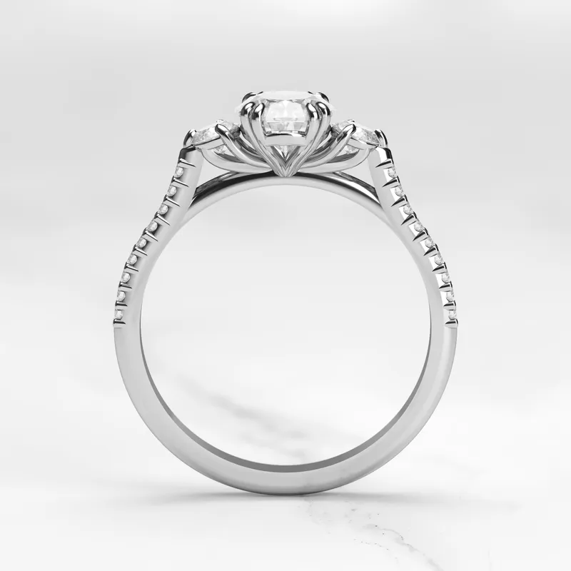 OVAL HALF PAVE DIAMOND RING WITH ACCENT STONES vy 12
