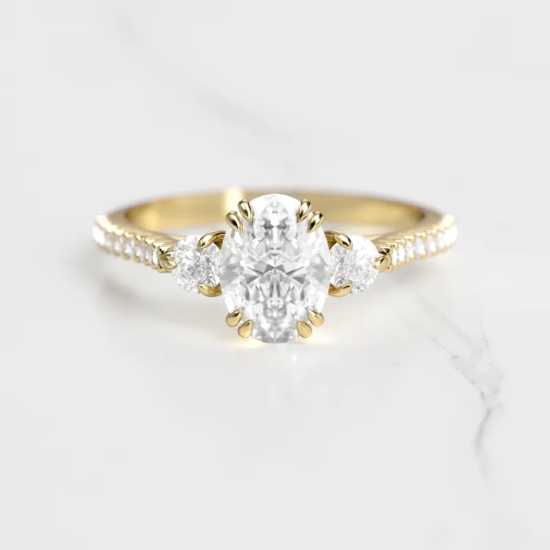 OVAL HALF PAVE DIAMOND RING WITH ACCENT STONES vy 4