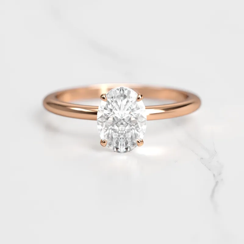 Oval Solitaire Diamond Ring vy 2