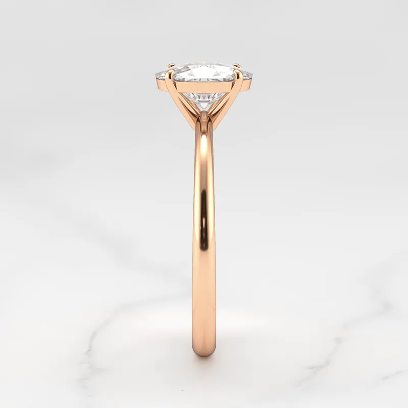 Oval Tapered Solitaire Diamond Ring view 11