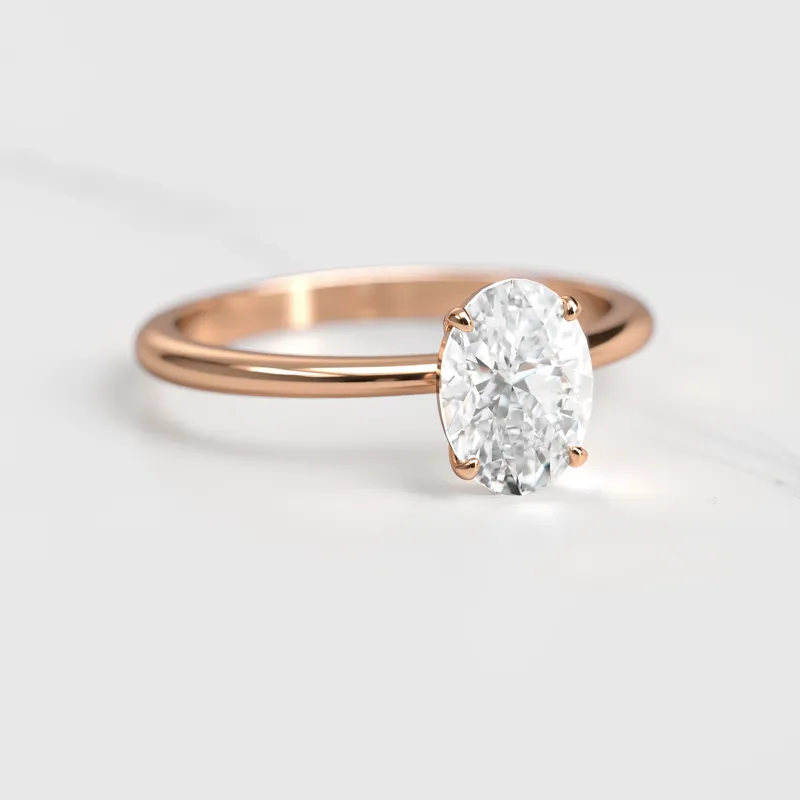 Oval Tapered Solitaire Diamond Ring view 2