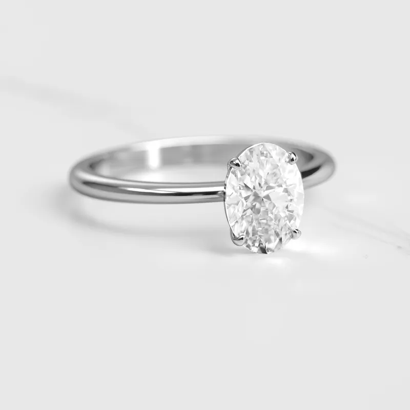 Oval Tapered Solitaire Diamond Ring view 3