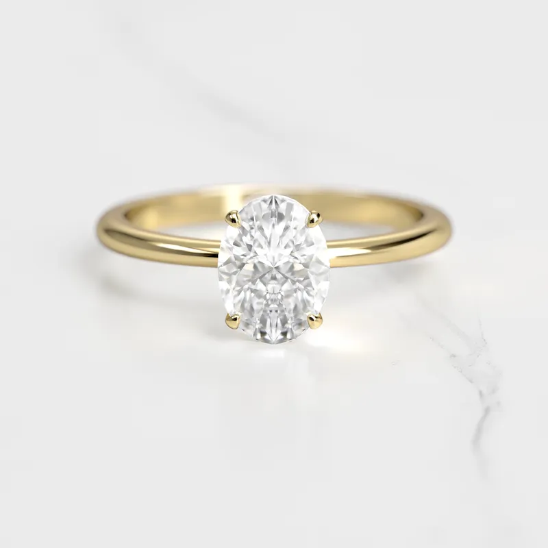 Oval Tapered Solitaire Diamond Ring view 4