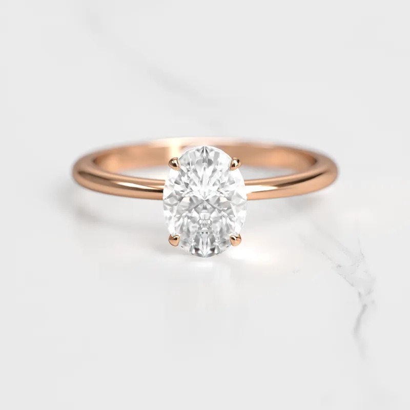 Oval Tapered Solitaire Diamond Ring view 5