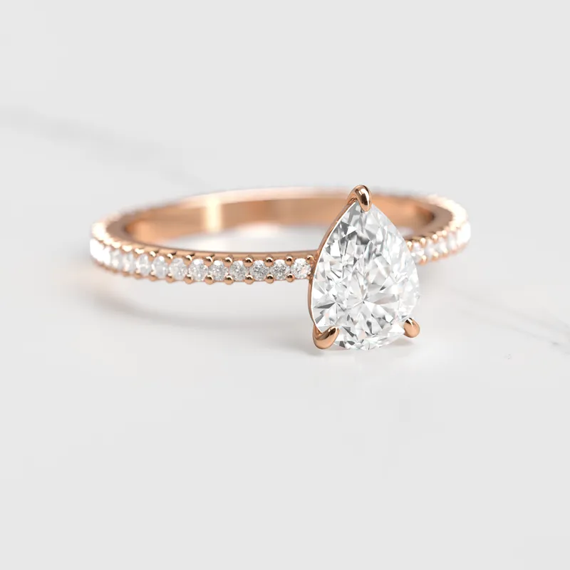 PEAR FULL PAVE TAPERED DIAMOND RING vy 2