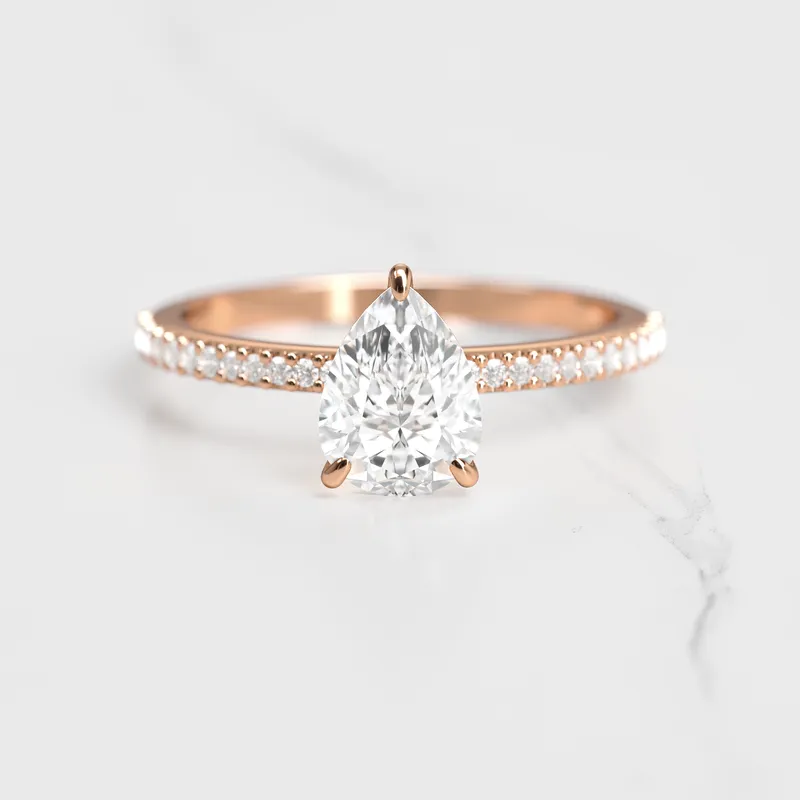 PEAR HALF PAVE DIAMOND RING vy 2