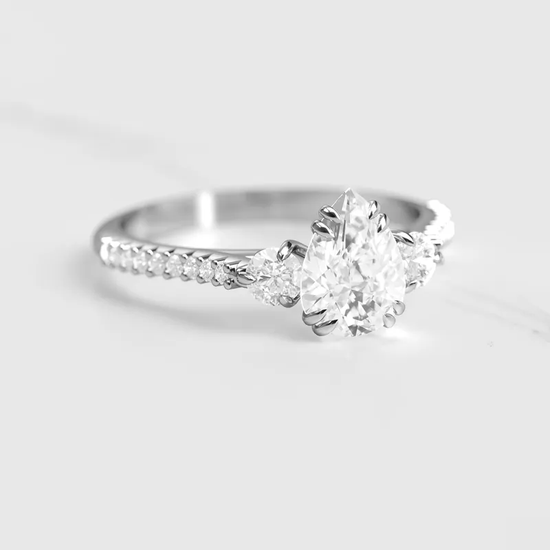 PEAR HALF PAVE DIAMOND RING WITH ACCENT STONES view 3