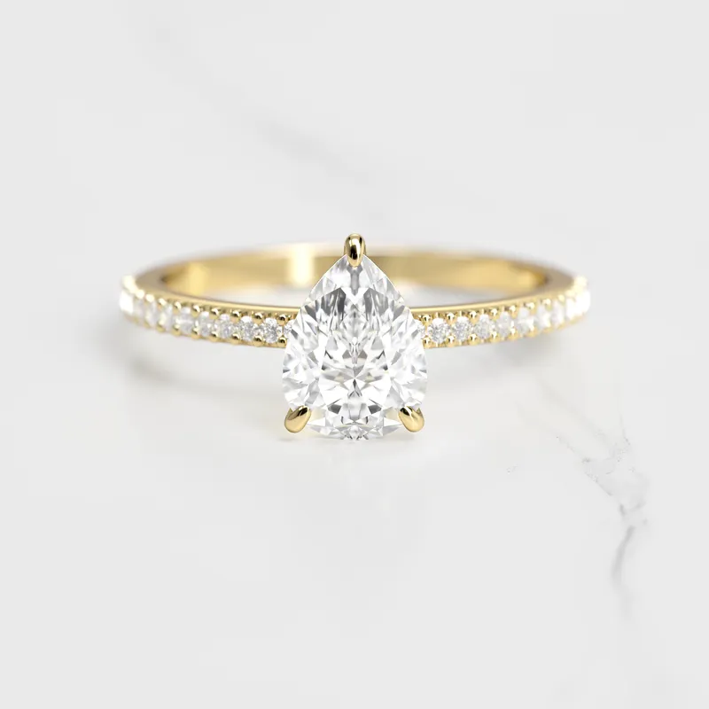 PEAR HALF PAVE DIAMOND RING pear cut engagement ring