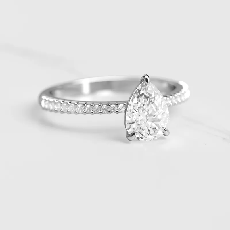 PEAR HALF PAVE TAPERED DIAMOND RING view 3