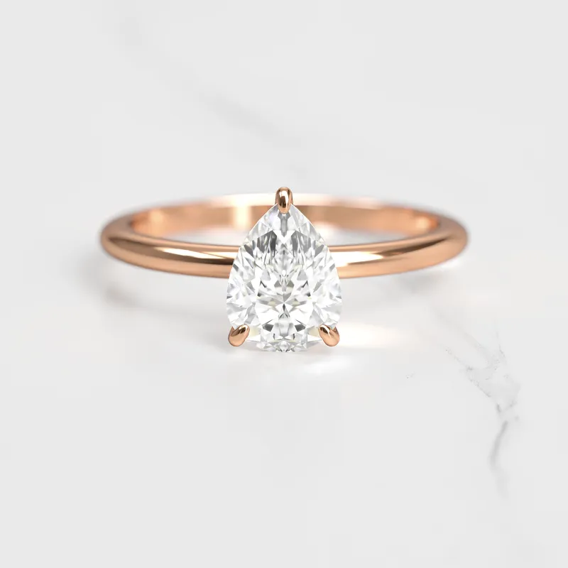 Pear Tapered Solitaire Diamond Ring view 2