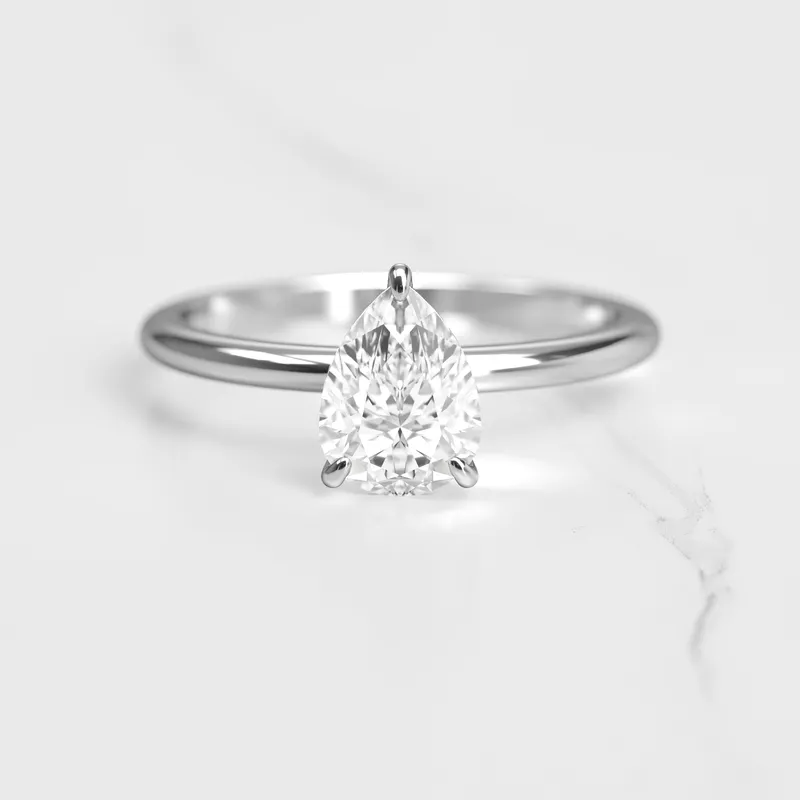 Pear Tapered Solitaire Diamond Ring view 3