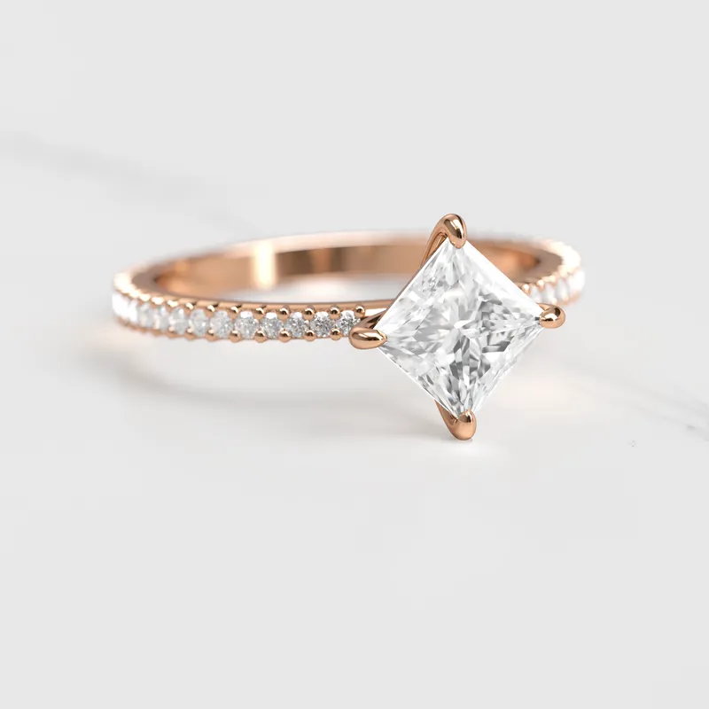 PRINCESS FULL PAVE TAPERED DIAMOND RING vy 2