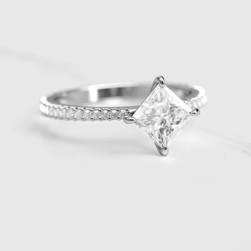 PRINCESS FULL PAVE TAPERED DIAMOND RING vy 3