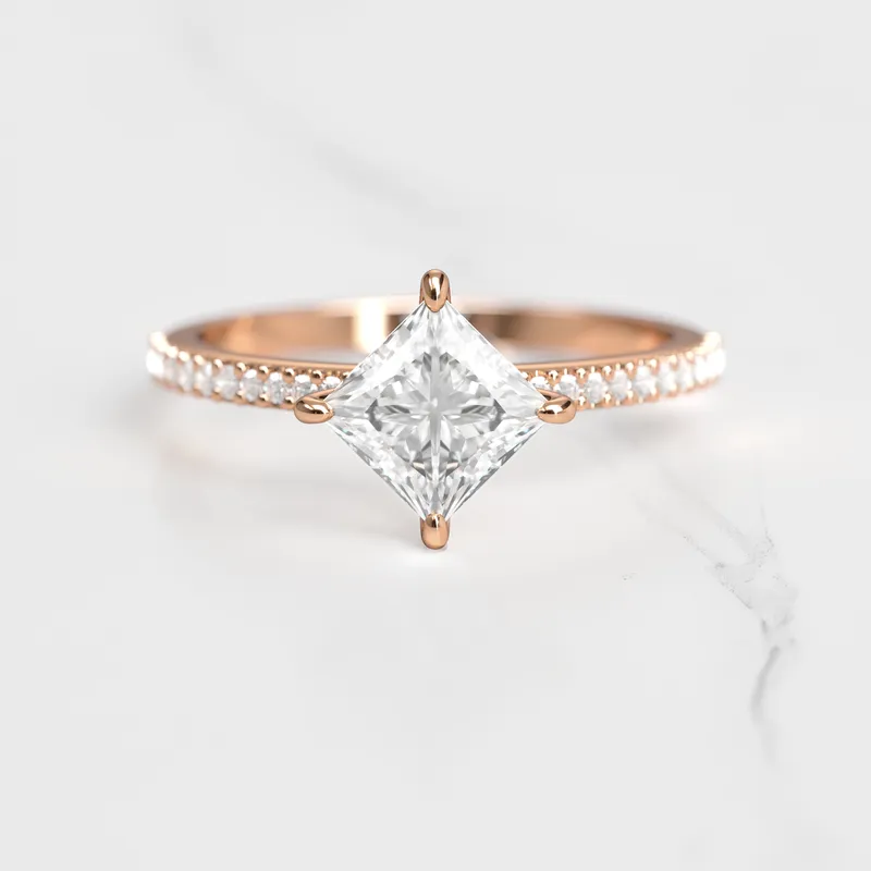 PRINCESS HALF PAVE DIAMOND RING vy 2