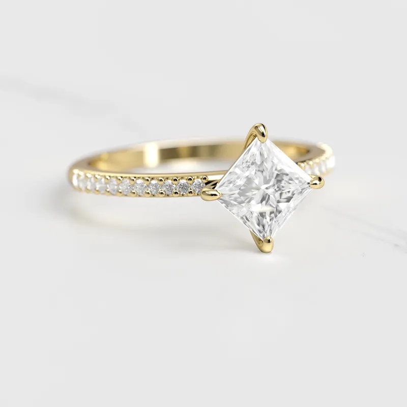 PRINCESS HALF PAVE DIAMOND RING vy 4
