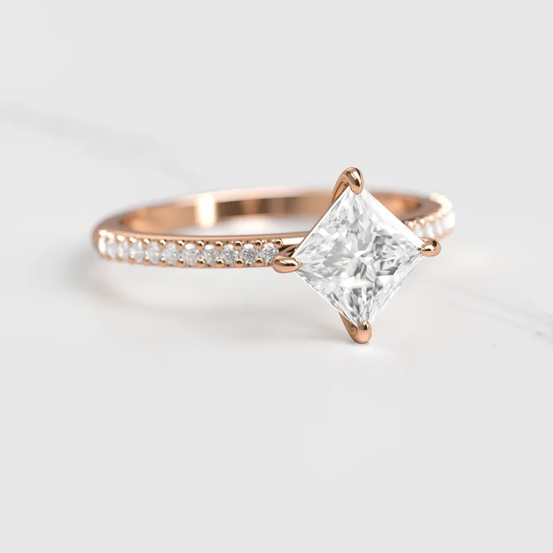 PRINCESS HALF PAVE DIAMOND RING vy 5