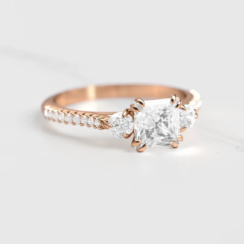 PRINCESS HALF PAVE DIAMOND RING WITH ACCENT STONES vy 2