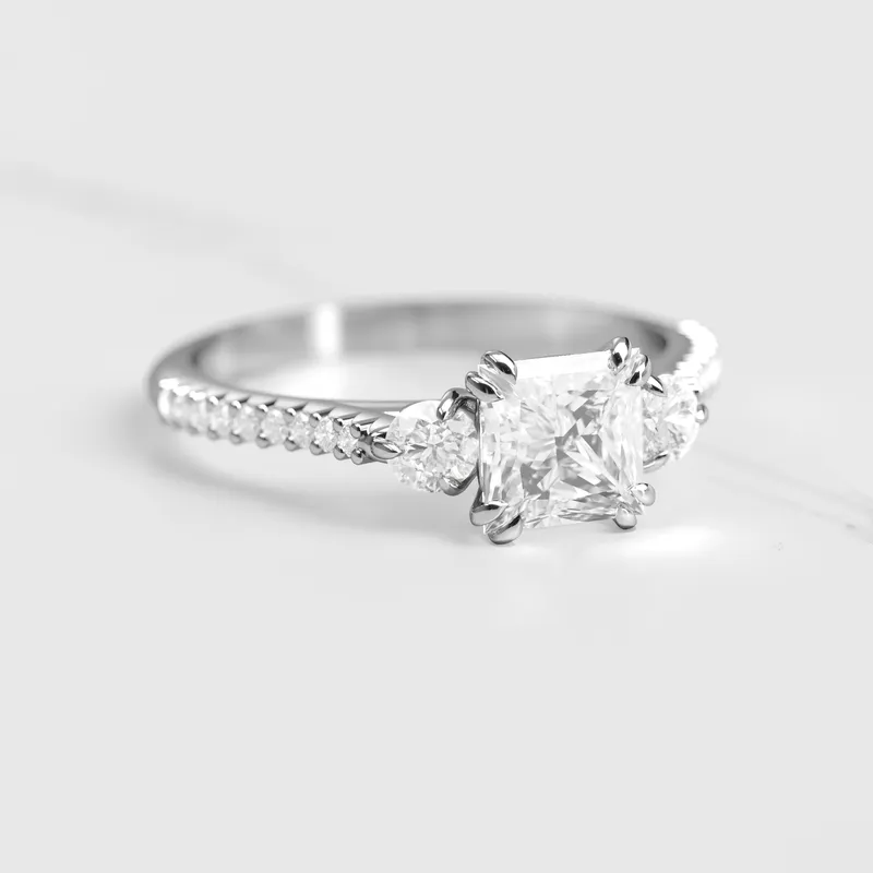 PRINCESS HALF PAVE DIAMOND RING WITH ACCENT STONES vy 3