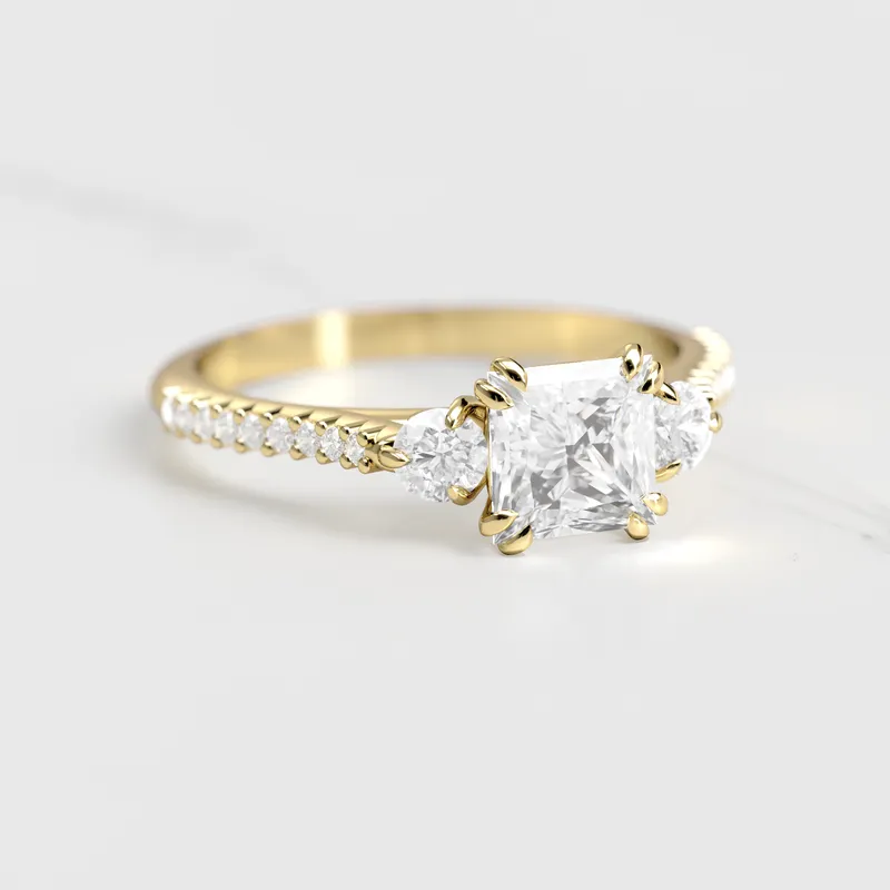 PRINCESS HALF PAVE DIAMOND RING WITH ACCENT STONES diamond engagement ring