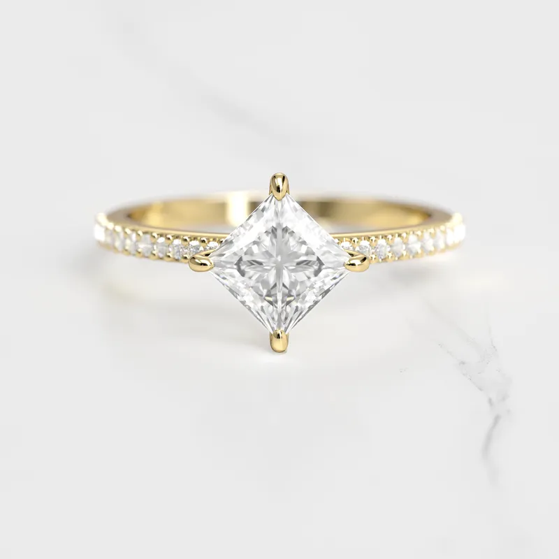 PRINCESS HALF PAVE DIAMOND RING diamond engagement ring