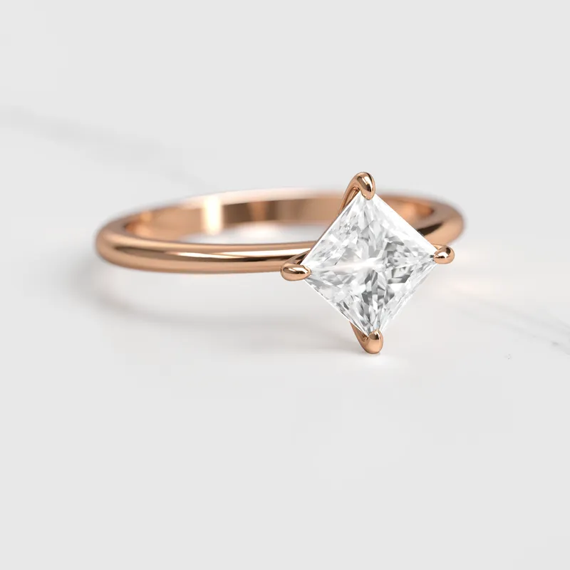 Princess Tapered Solitaire Diamond Ring vy 2