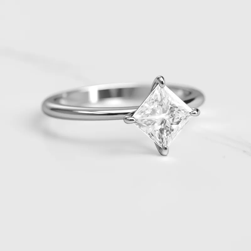 Princess Tapered Solitaire Diamond Ring vy 3