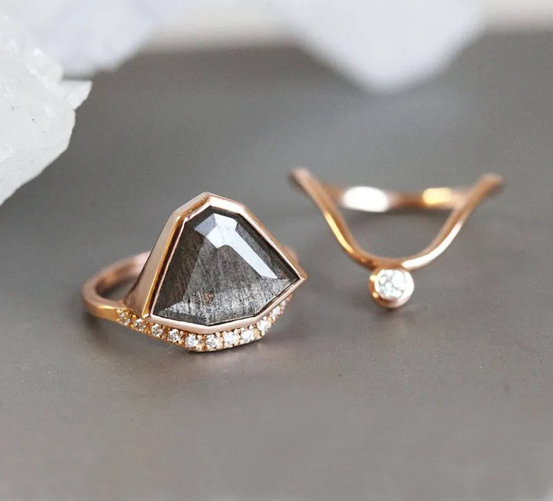 Paige Salt & Pepper Diamond Ring Set view 10