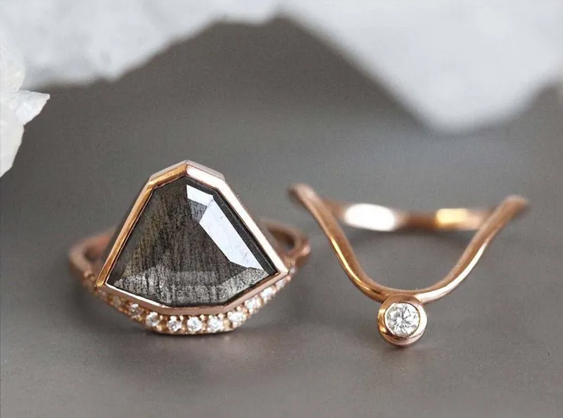 Paige Salt & Pepper Diamond Ring Set view 11