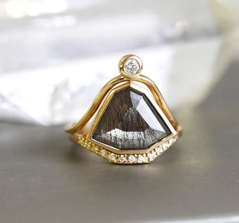 Paige Salt & Pepper Diamond Ring Set view 12