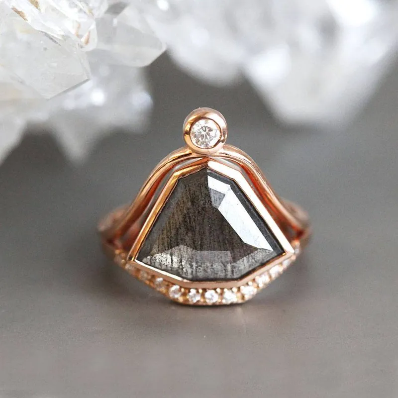 Paige Salt & Pepper Diamond Ring Set view 4