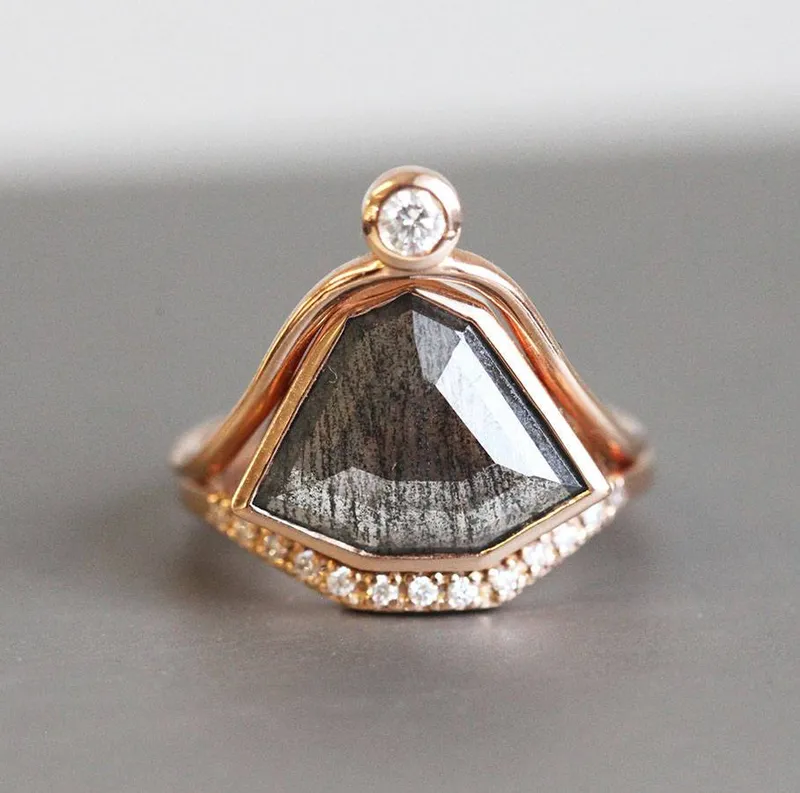 Paige Salt & Pepper Diamond Ring Set view 5