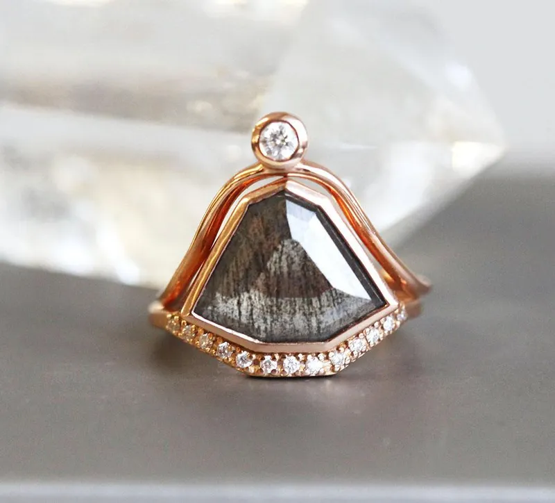 Paige Salt & Pepper Diamond Ring Set view 7
