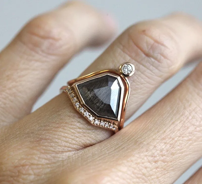 Paige Salt & Pepper Diamond Ring Set view 8