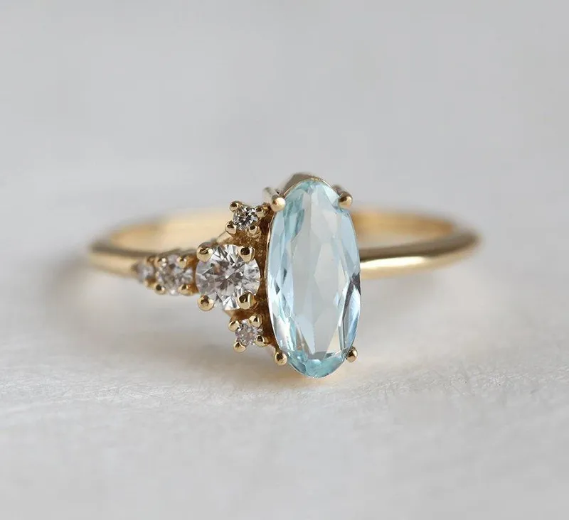 Paityn Oval Aquamarine Diamond Ring vy 7