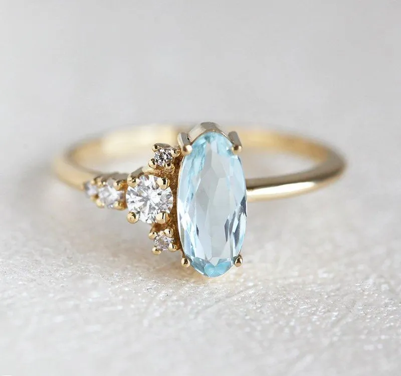 Paityn Oval Aquamarine Diamond Ring oval cut engagement ring