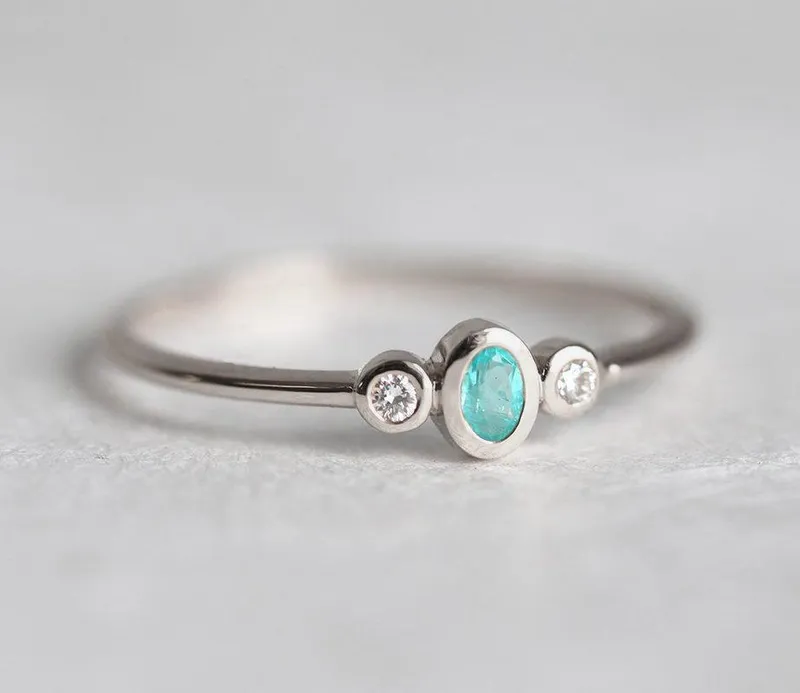 Paraiba Tourmaline And Diamond Engagement Ring vy 9