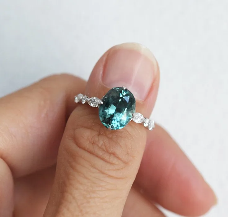 PARIS TEAL SAPPHIRE DIAMOND RING vy 10