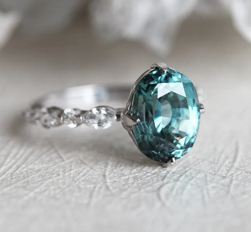 PARIS TEAL SAPPHIRE DIAMOND RING vy 2