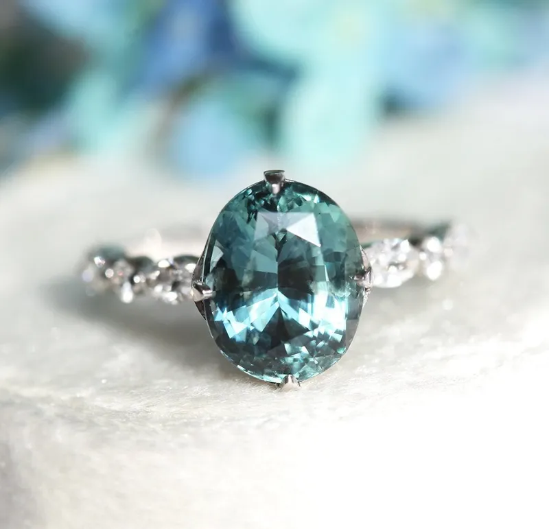 PARIS TEAL SAPPHIRE DIAMOND RING vy 3