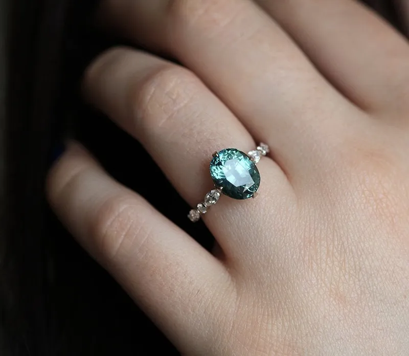 PARIS TEAL SAPPHIRE DIAMOND RING vy 6