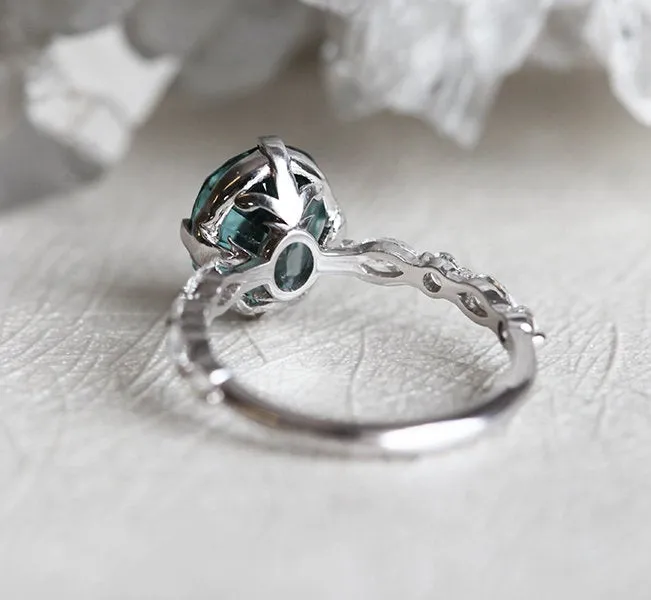 PARIS TEAL SAPPHIRE DIAMOND RING vy 7
