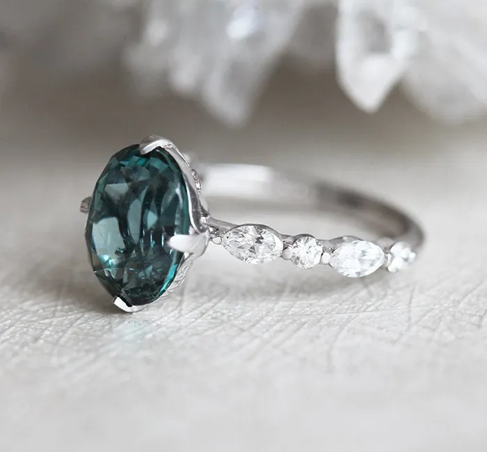 PARIS TEAL SAPPHIRE DIAMOND RING vy 8