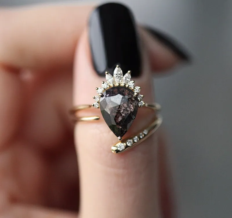 Payton Salt Pepper Diamond Ring Set view 2